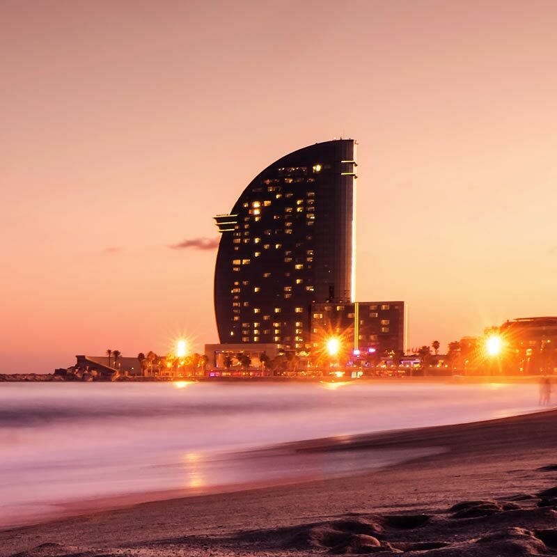 Barcelona w beach background 3 square